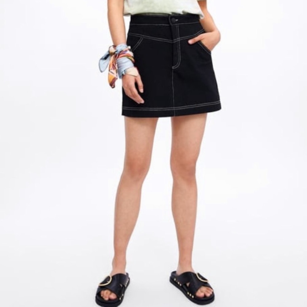 Zara mini skirt with contrast stitching